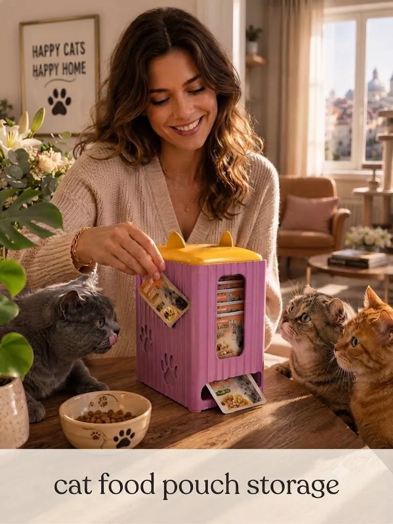 Cat Food Pouch Holder Wet Food Storage Organizer STL Model 3D print model