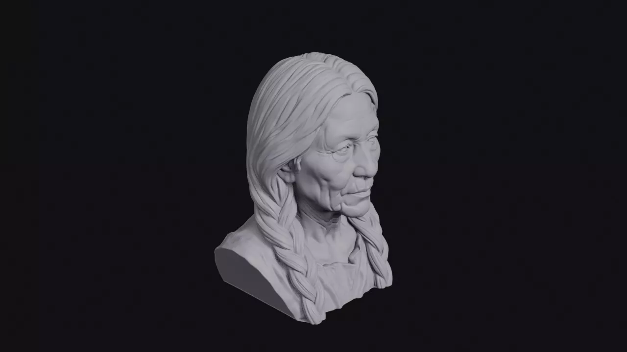 Native American Elder Woman Bust 3D print model