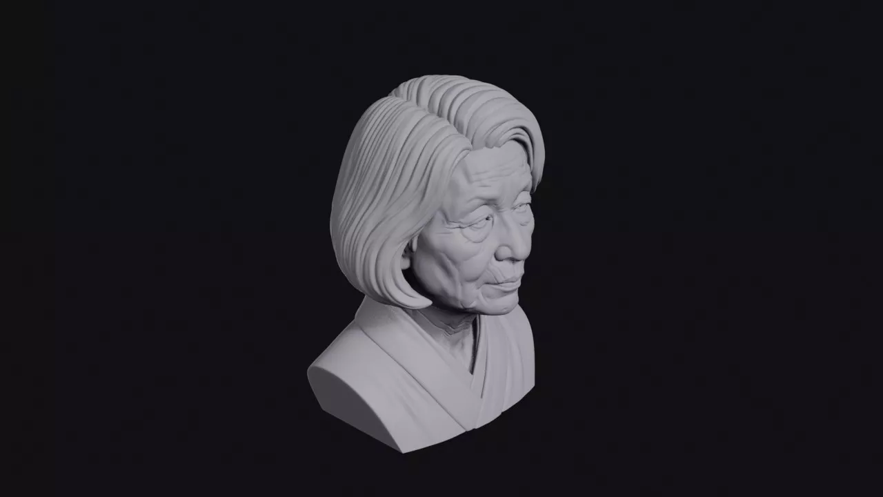 Elderly Japanese Woman Grey Bob Bust 3D print model