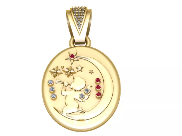 Moon Cat Gold Pendant 3D print model