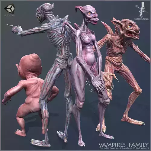 Vampires Family Low-poly 3D model