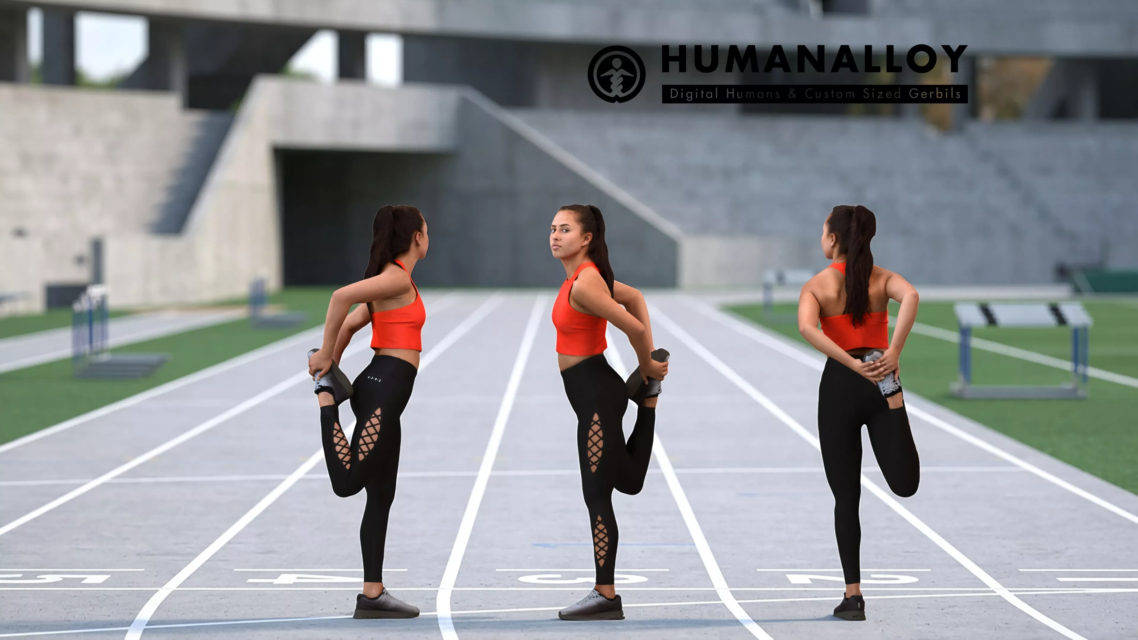 Adult Caucasian woman running in athletic wear for sports 3D model