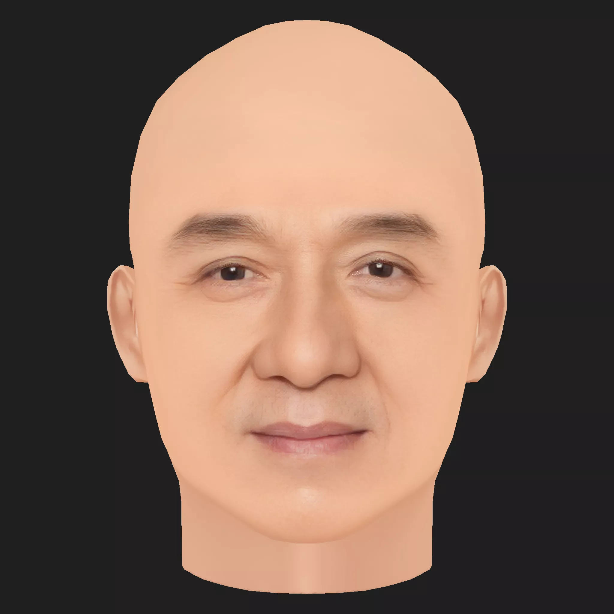 Low Poly Jackie Chan - Cheng Long Head Low-poly 3D model