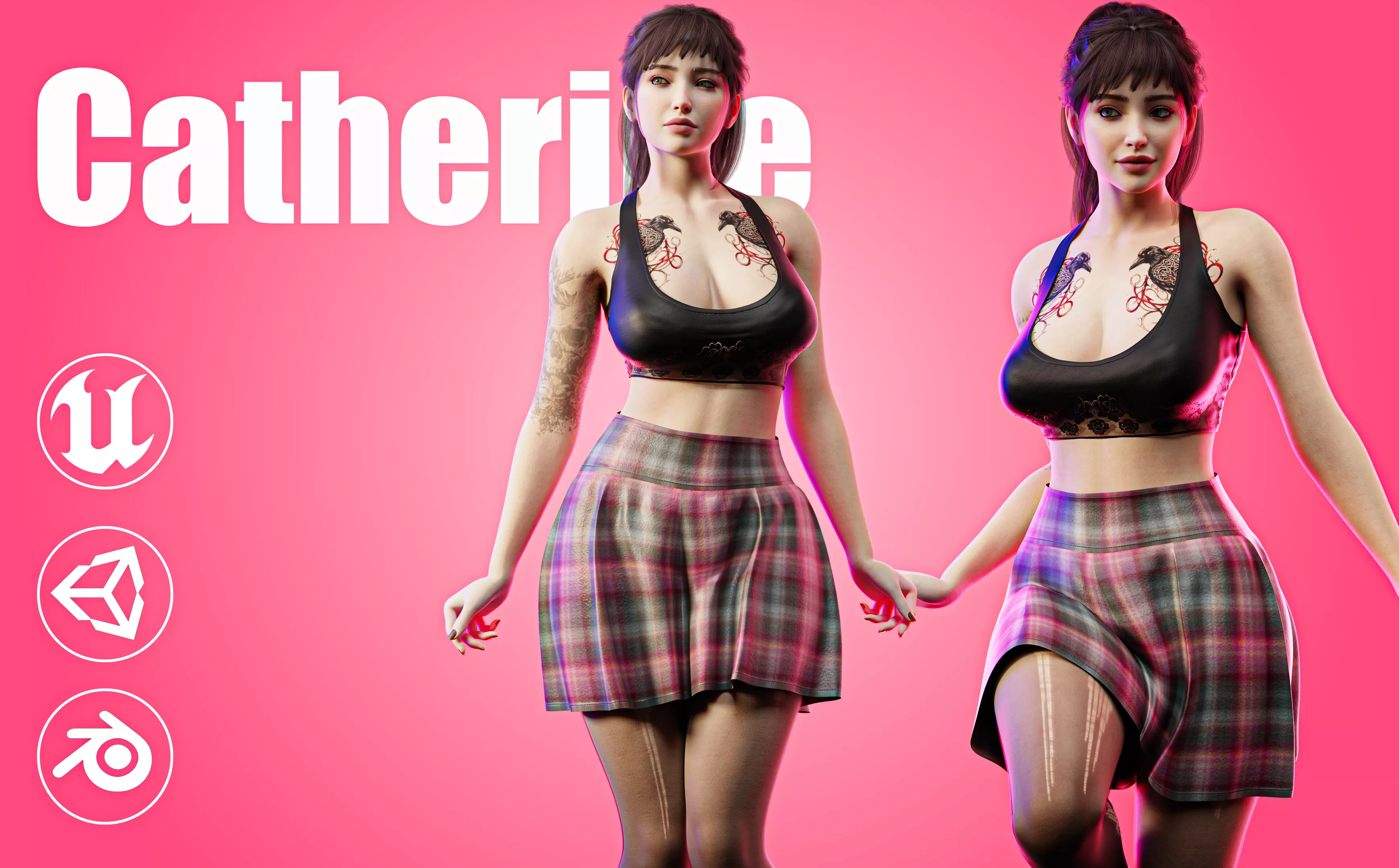 Realistic Female Character Rigged Game Ready Low-poly 3D model