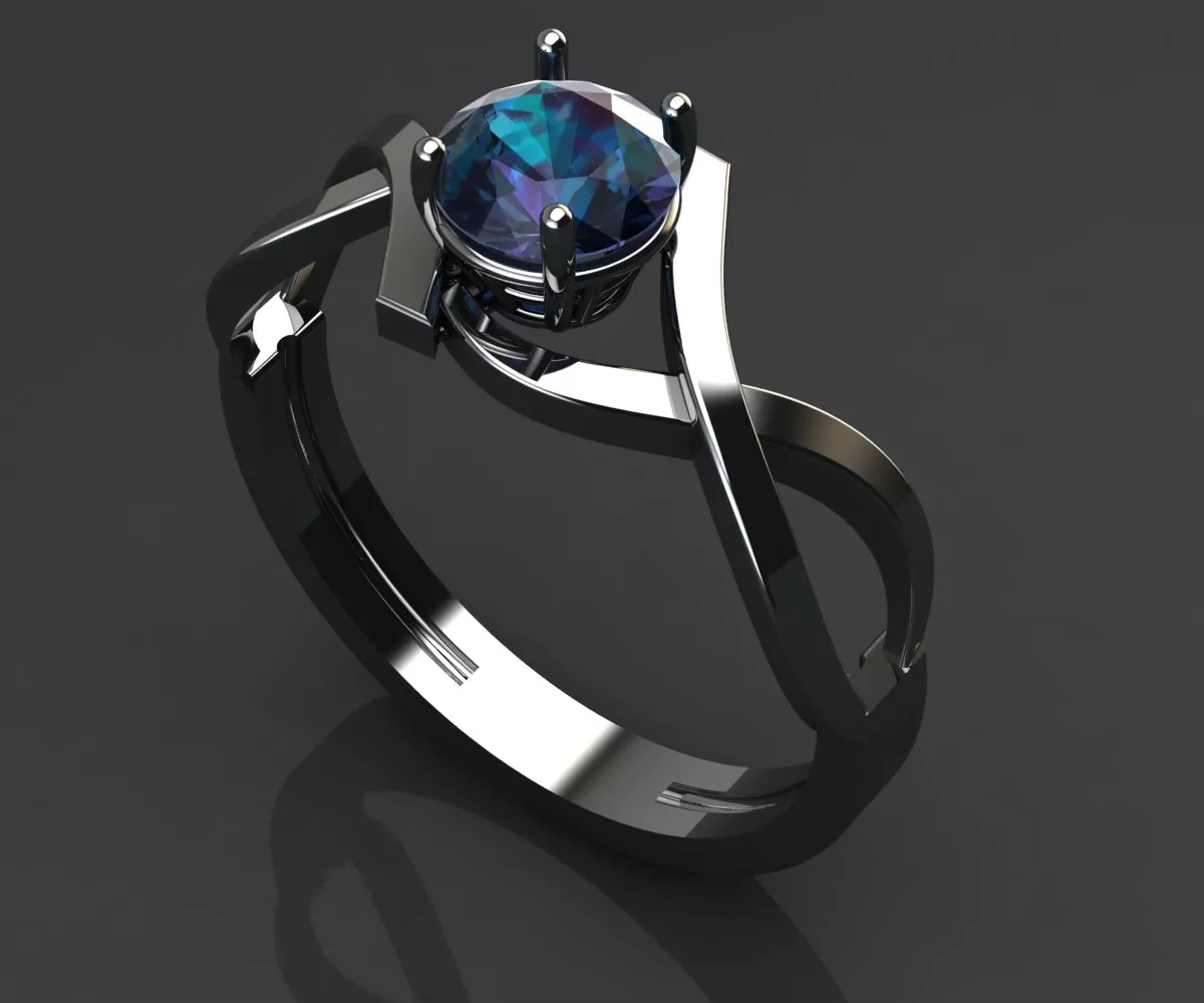 G1074 Bypass Cross Loop Solitaire Ring 3gm 3D print model