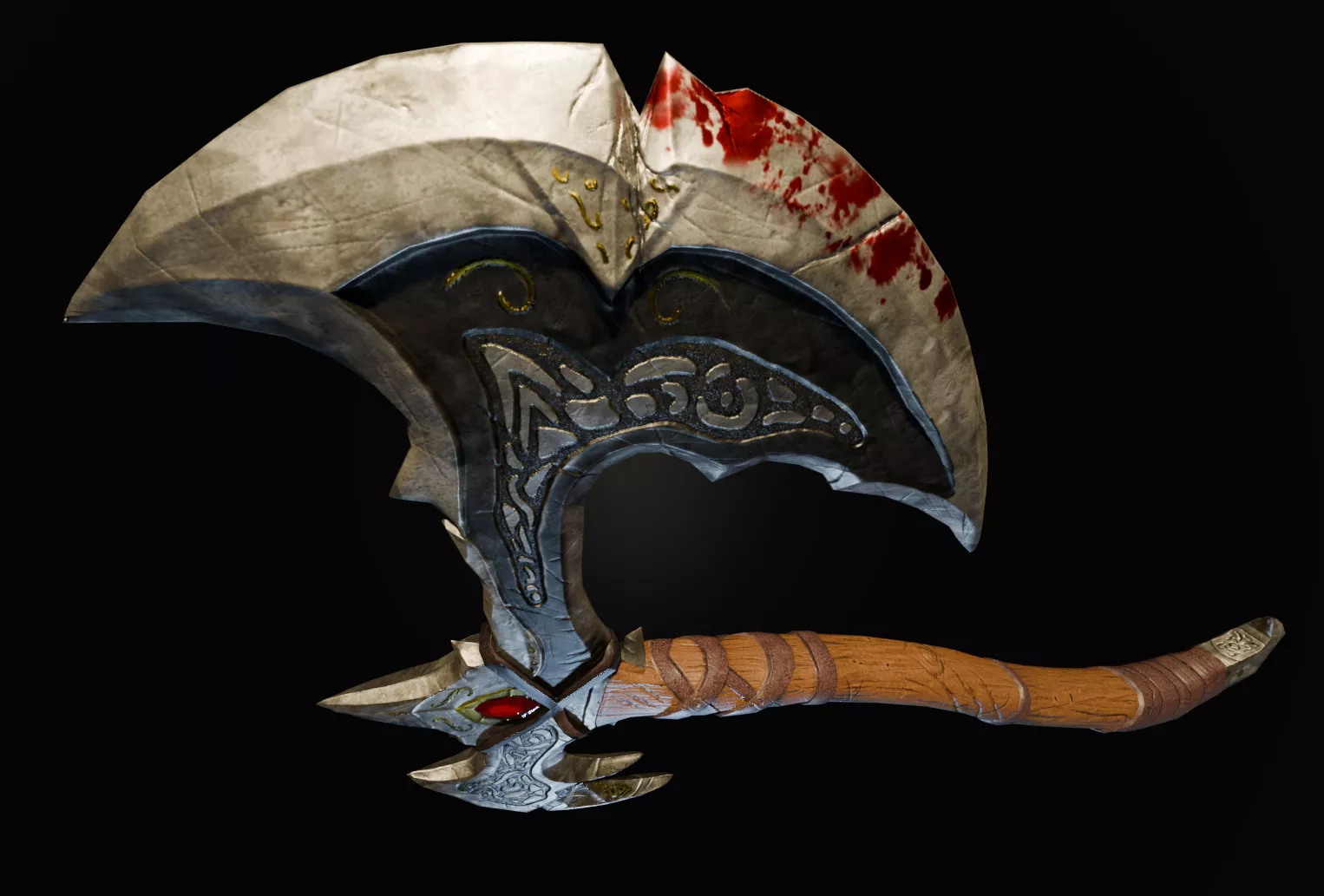 Sharp Iron Battle Axe PBR Game-Ready Low-Poly 3D Model Low-poly 3D model