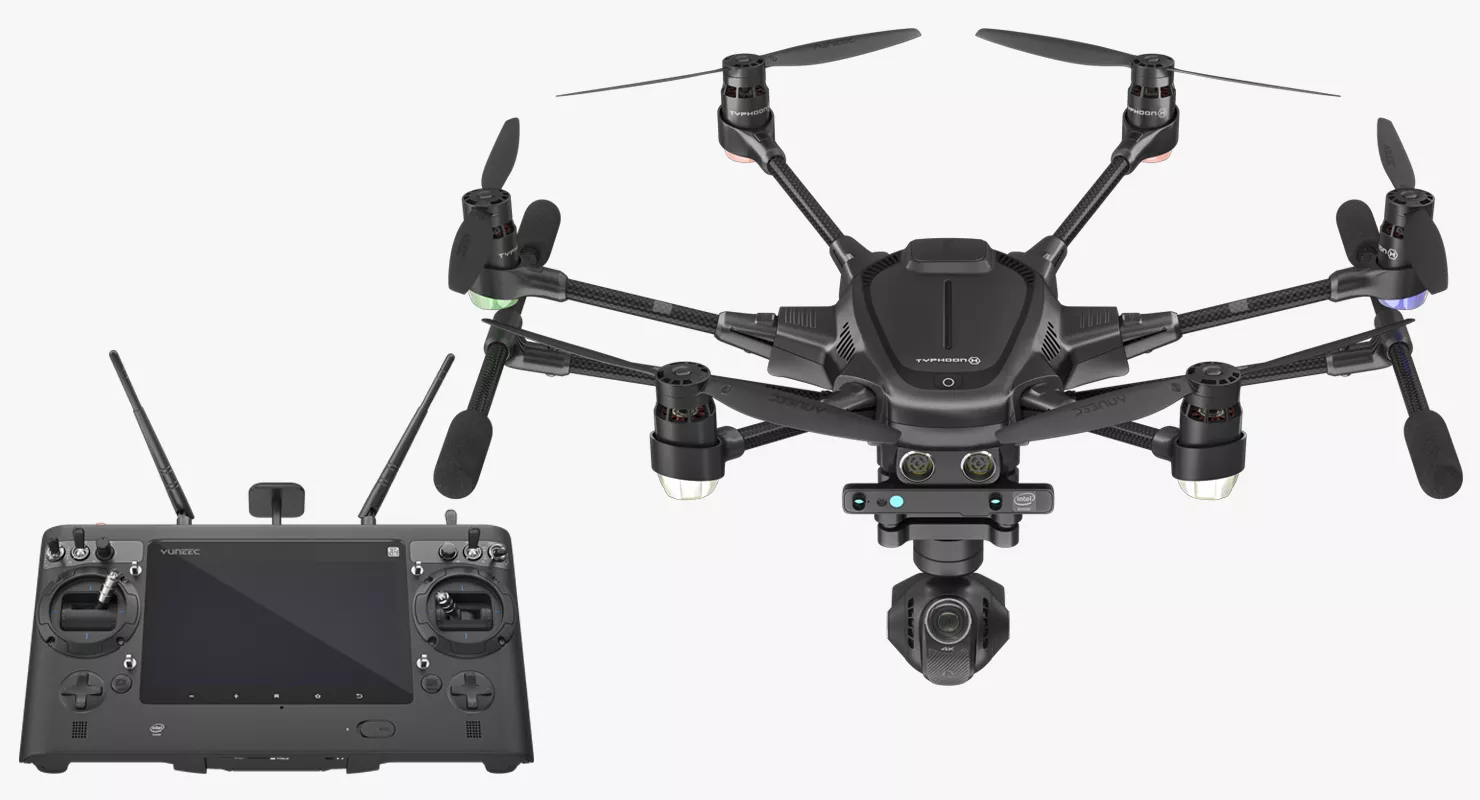 Yuneec Typhoon H Videography Hexacopter Set Rigged 3D model