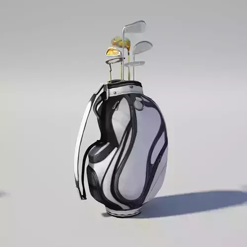 Golf bags and clubs