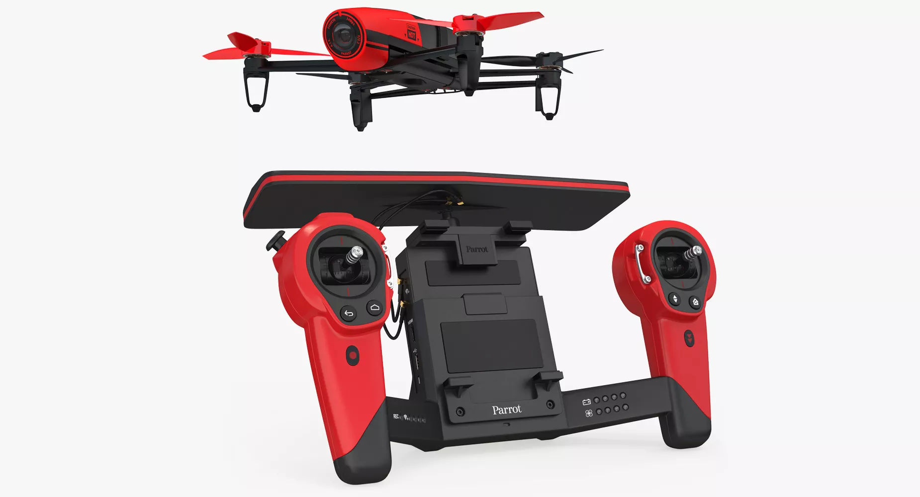 Parrot Bebop Quadcopter Drone Set Rigged 3D model