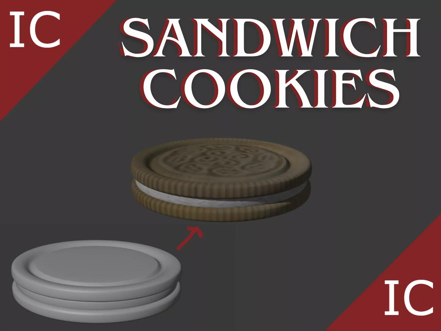 Oreo Sandwich Cookie Dessert Snack Low-poly 3D model