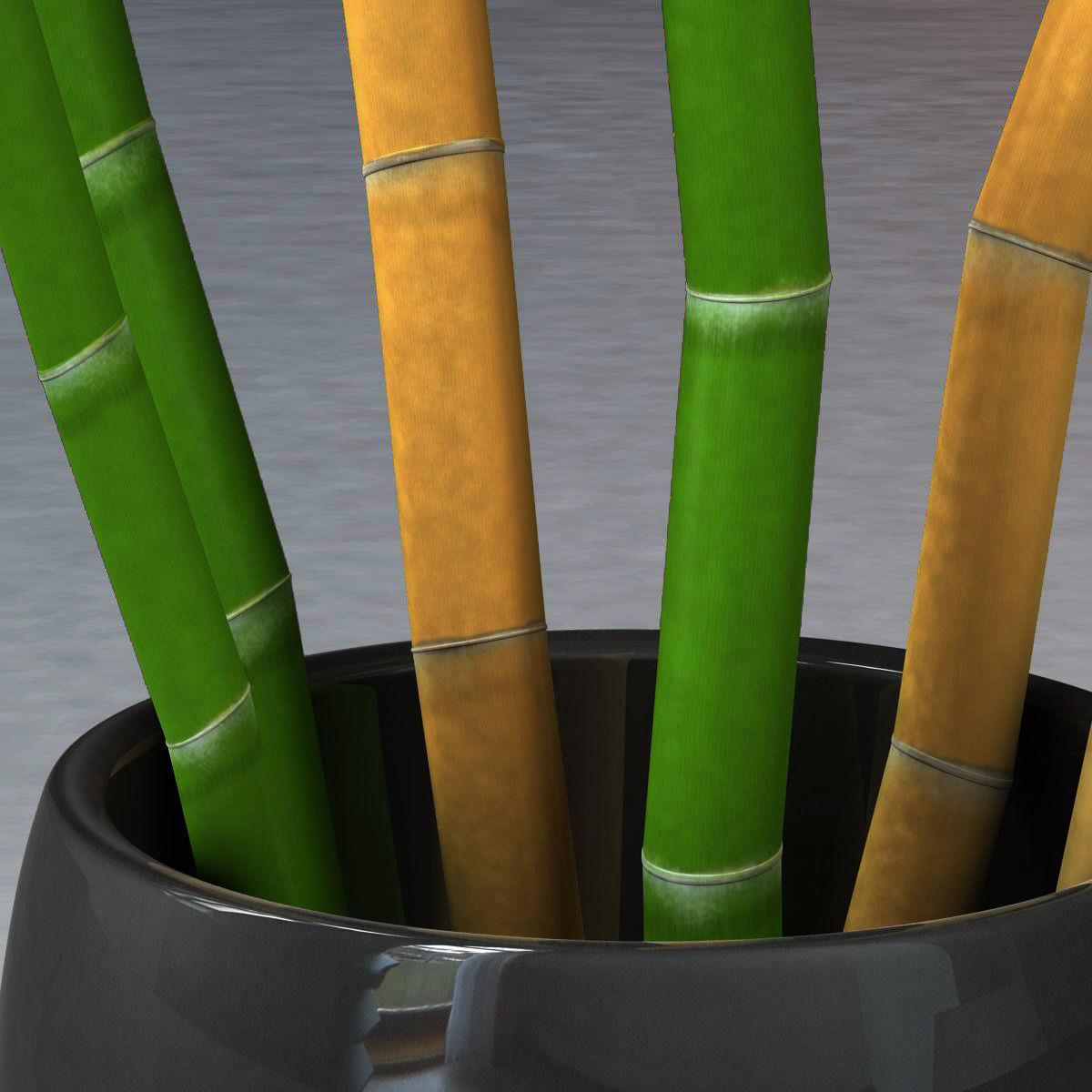 Bamboo and vase Low-poly 3D model_4