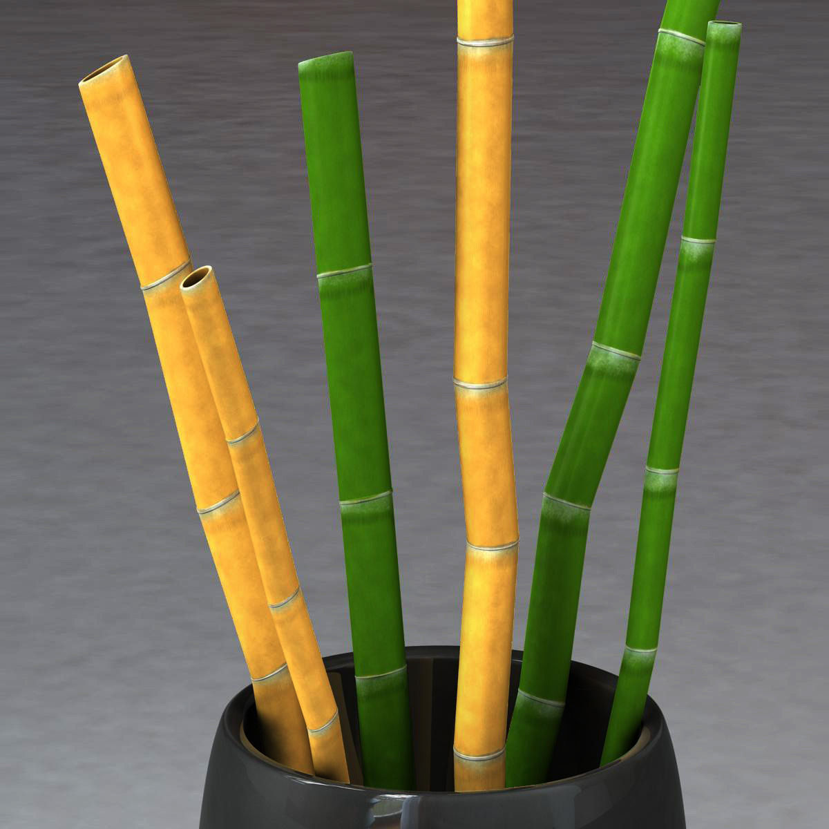 Bamboo and vase Low-poly 3D model_9