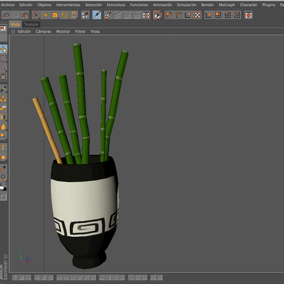 Bamboo and vase Low-poly 3D model_11