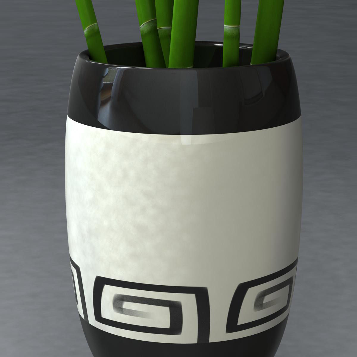 Bamboo and vase Low-poly 3D model_8