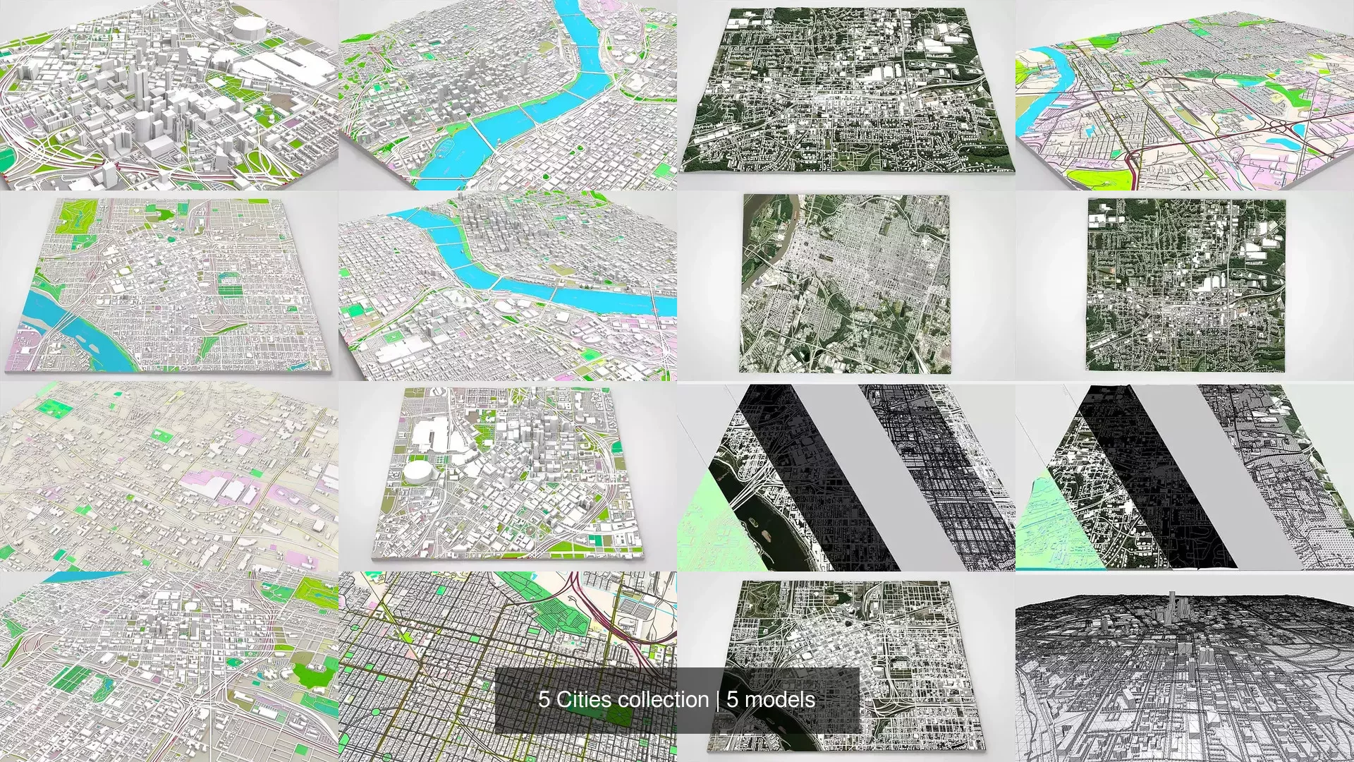 5 Cities collection 3D Model Pack