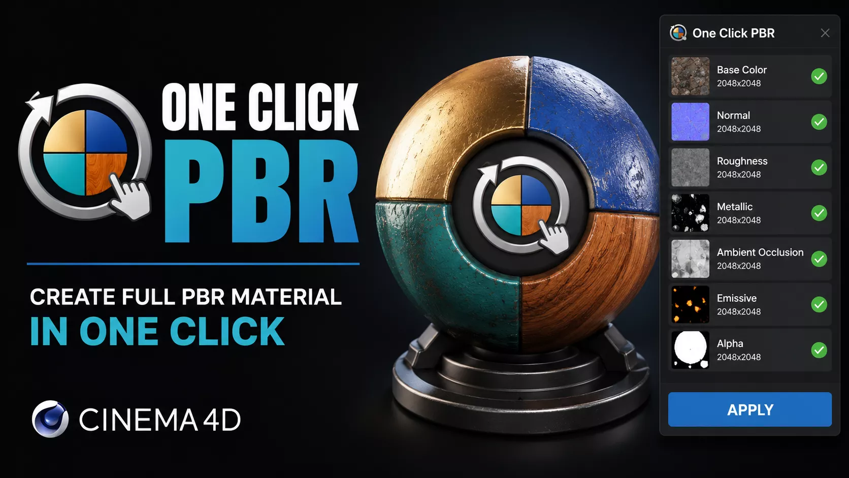 One Click PBR script Automate Your PBR Workflow in Cinema 4D 3D model