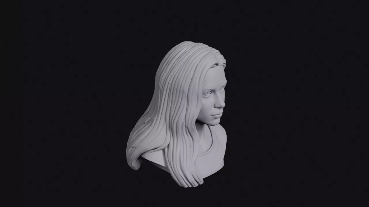 Woman With Very Long Hair Bust 3D print model