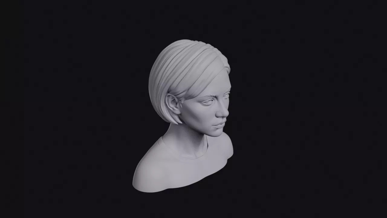 Woman With Cropped Bob Bust 3D print model