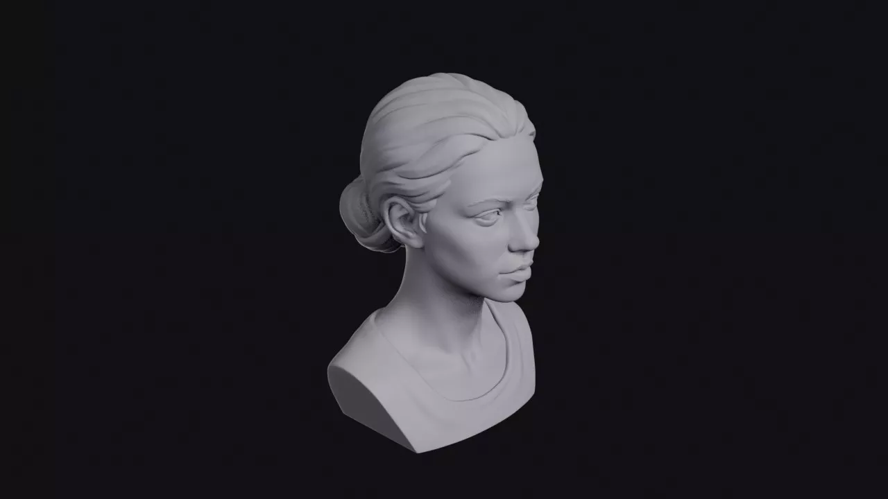 Woman With Low Chignon Bust 3D print model