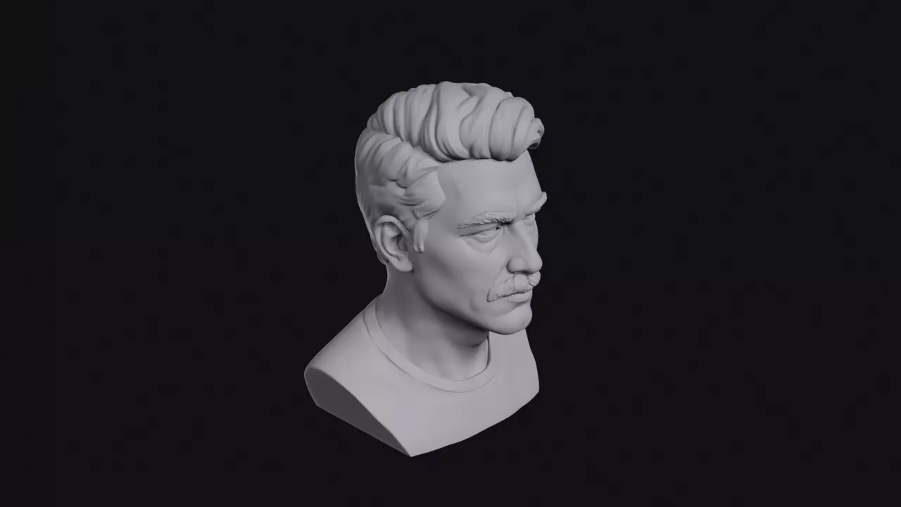 Young Turkish Man Dense Moustache Bust 3D print model