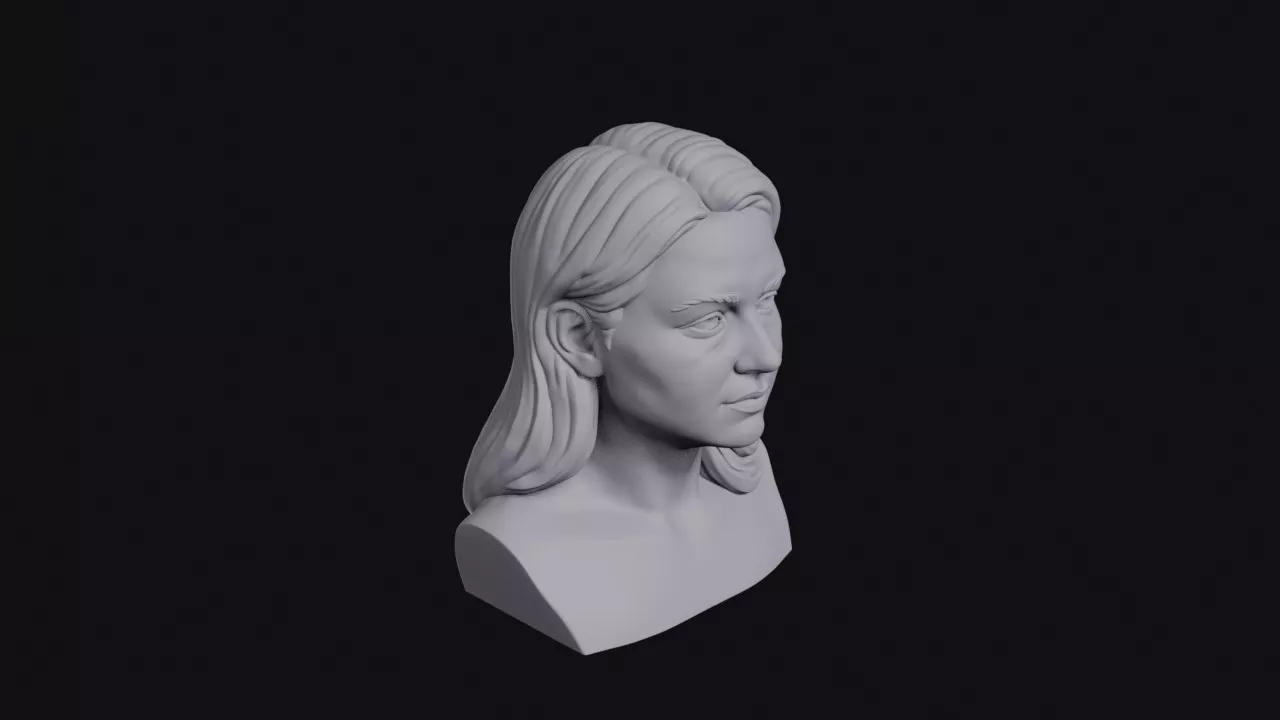 Young Polish Woman Long Hair Bust 3D print model