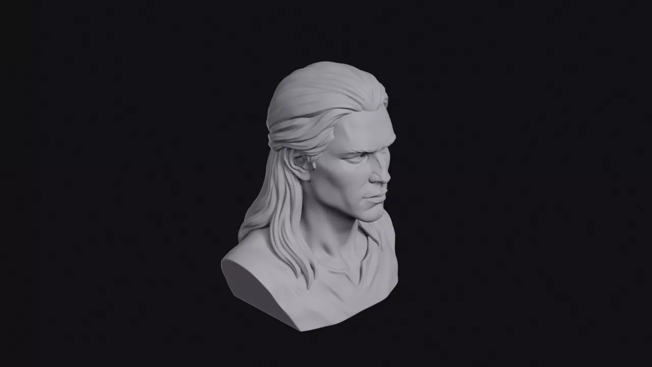 Young Nordic Man Long Hair Bust 3D print model