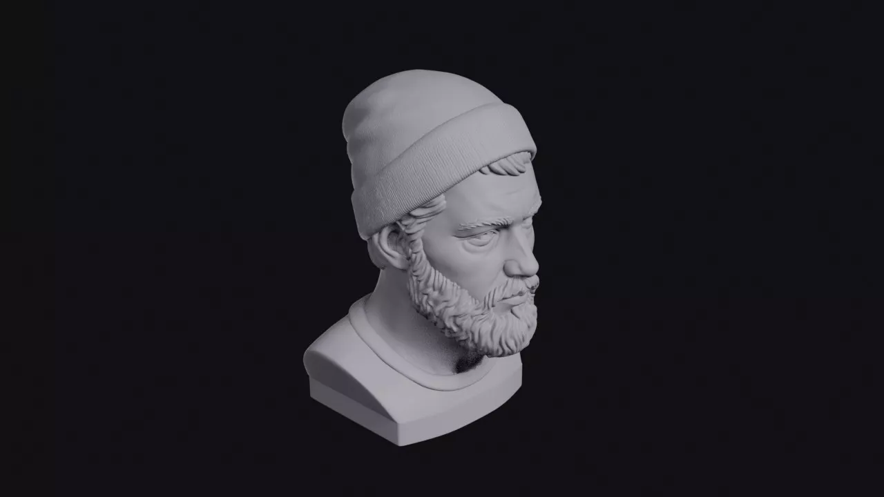 Bearded Man With Beanie Bust 3D print model