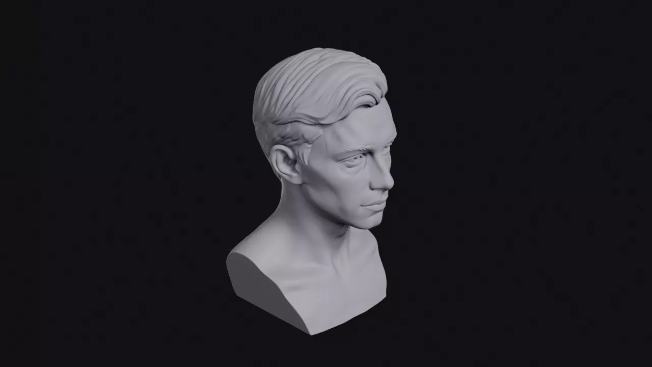 French Man With Side Part Bust 3D print model
