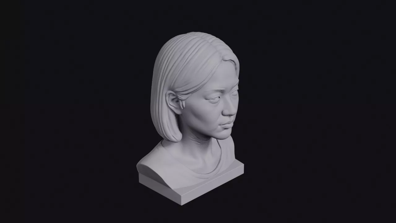 Asian Woman With Bob Bust 3D print model