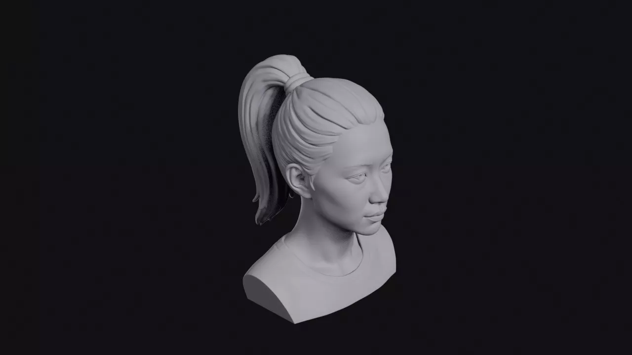 Chinese Woman With Ponytail Bust 3D print model