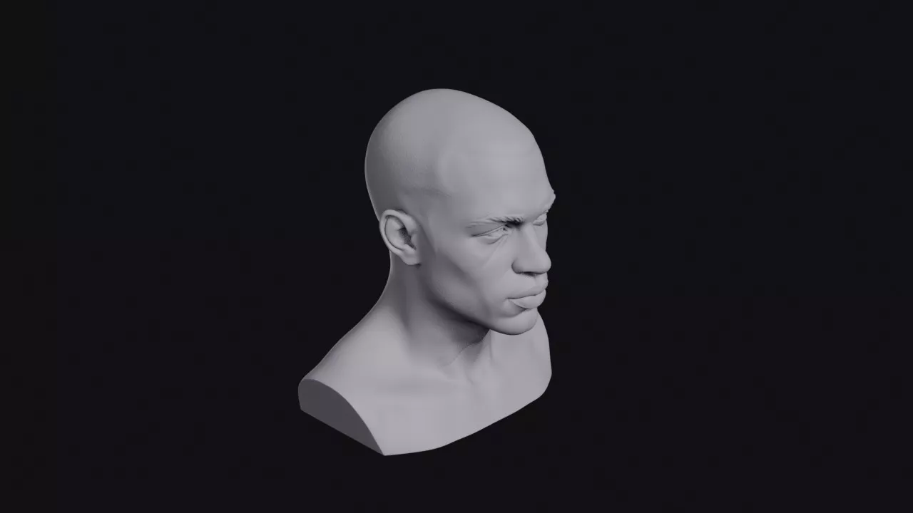 Brazilian Man Shaved Head Bust 3D print model