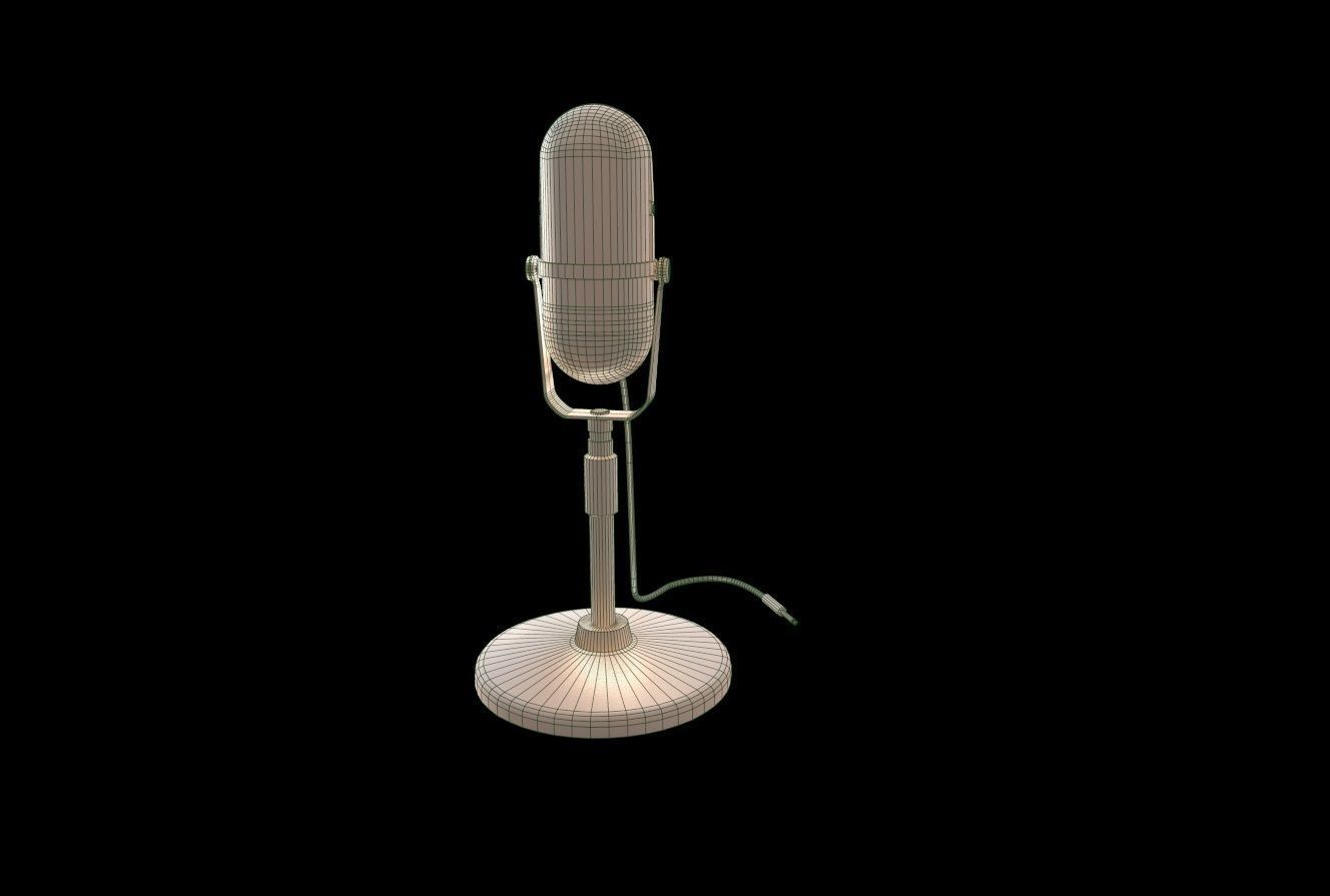 VintageMicrophone vintage microphone Low-poly 3D model_9