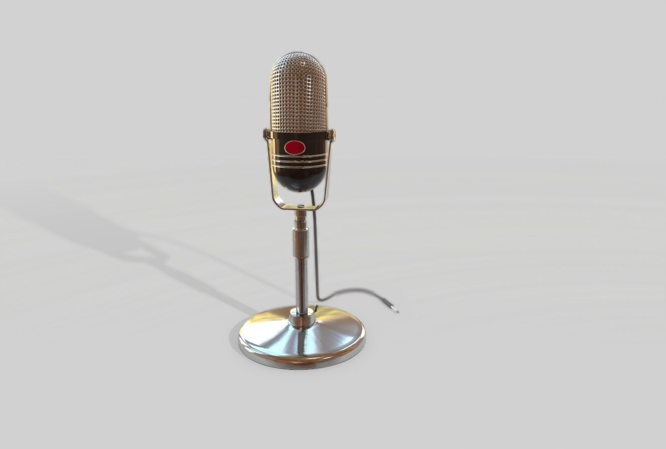 VintageMicrophone vintage microphone Low-poly 3D model_2