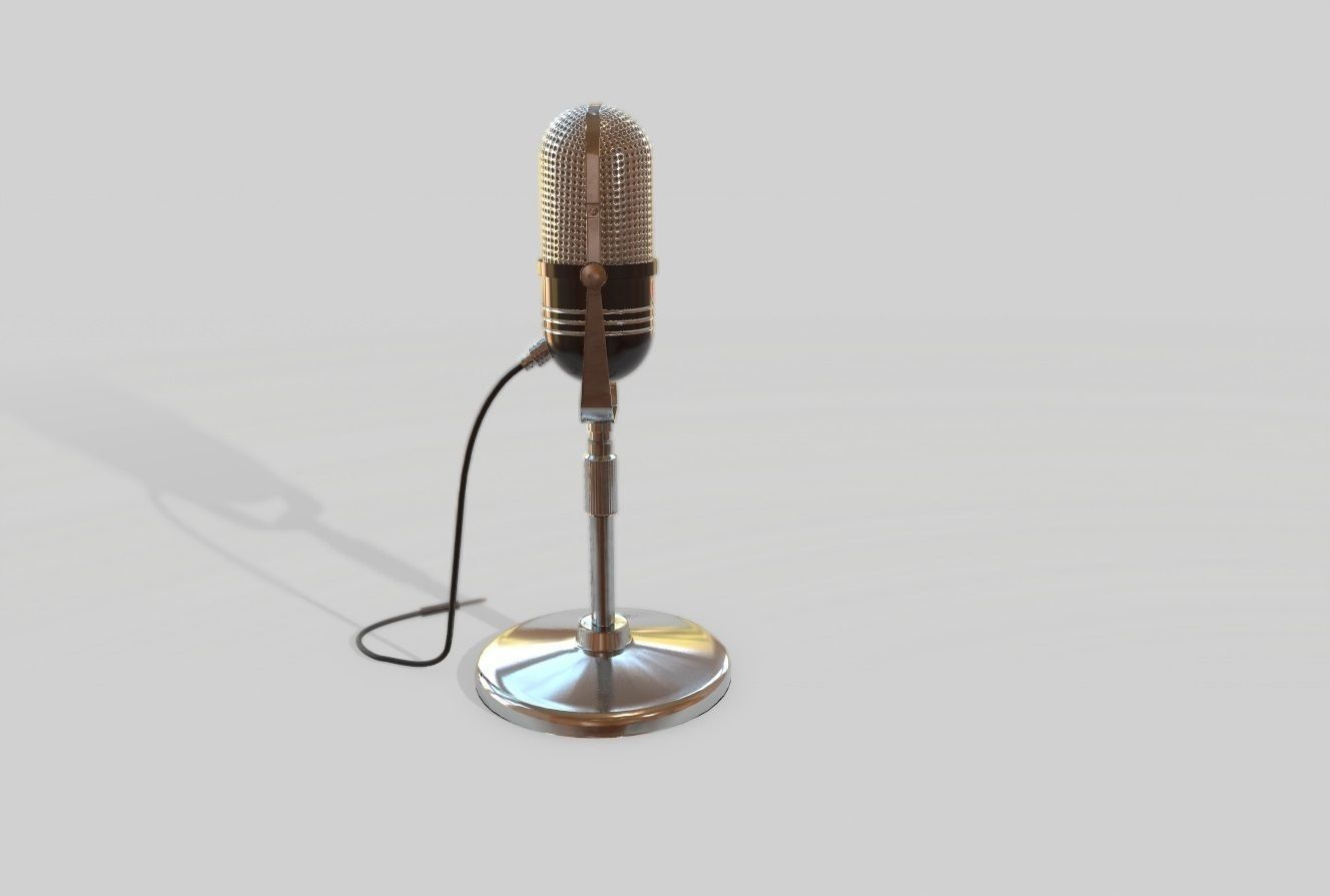 VintageMicrophone vintage microphone Low-poly 3D model_4