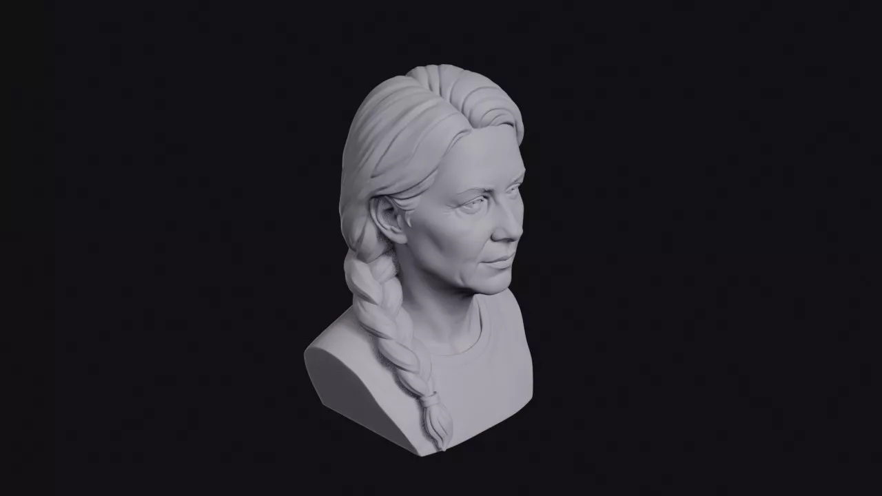 Woman With Long Braid Bust 3D print model