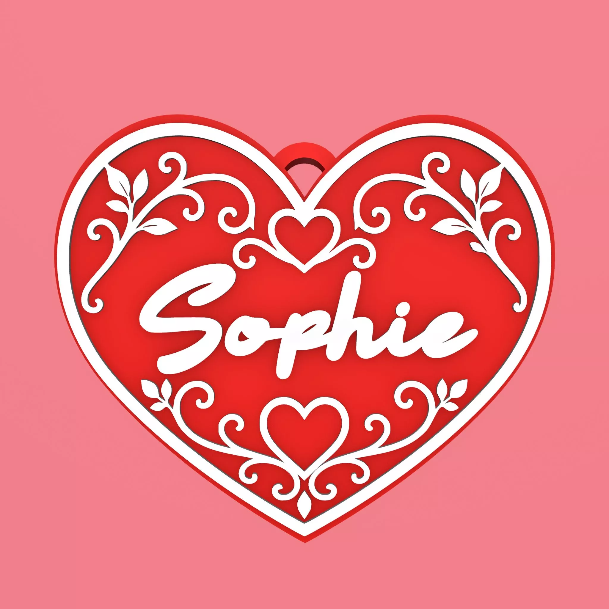 Sophie Love Heart Keychain 3D Printable Personalized Gift Free 3D print model