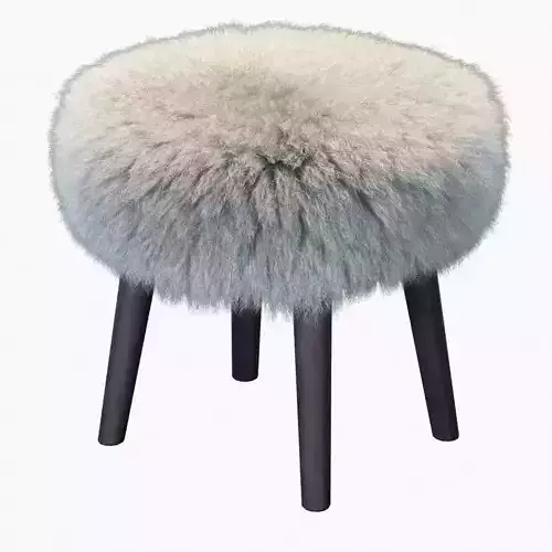 Round Mongolian lamb stool 3D model