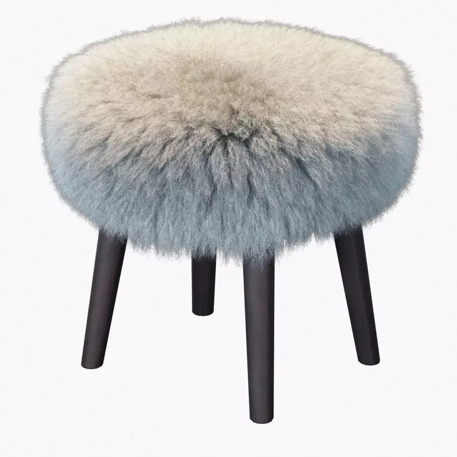 Round Mongolian lamb stool 3D model_0