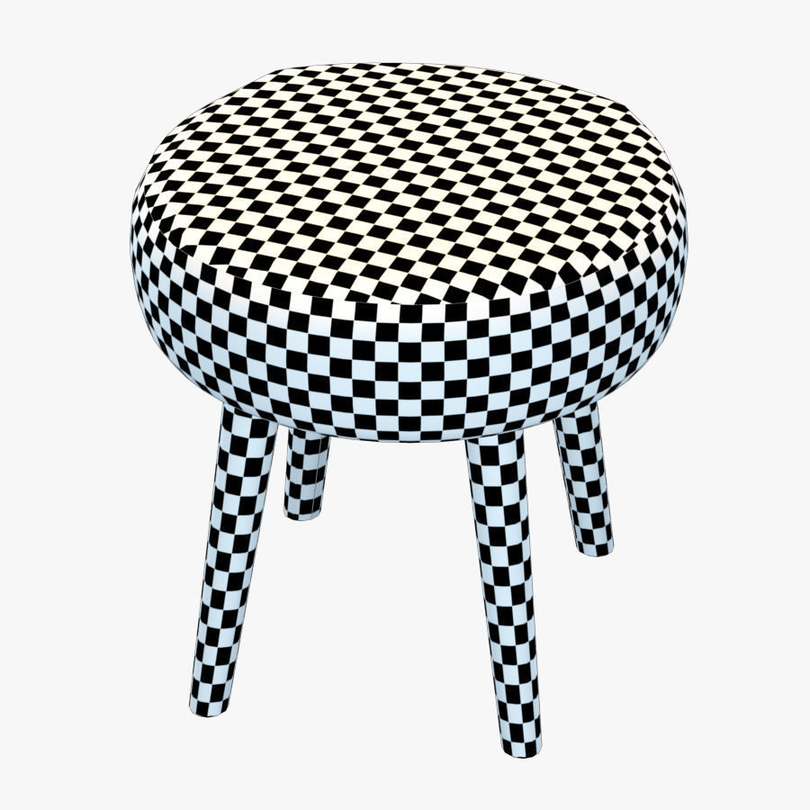 Round Mongolian lamb stool 3D model_4