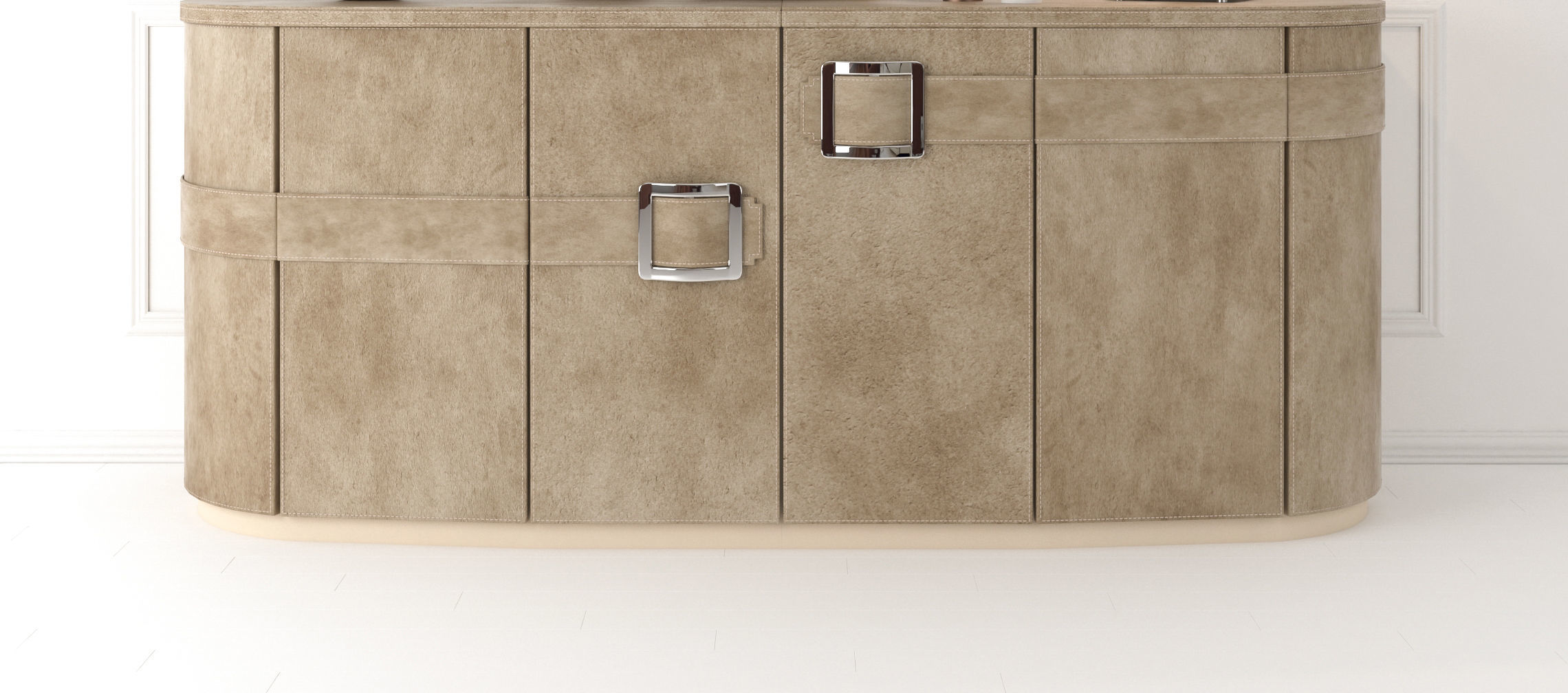 Decorative set - 2 bathroom vanity with two sinks and mirror 3D model_4