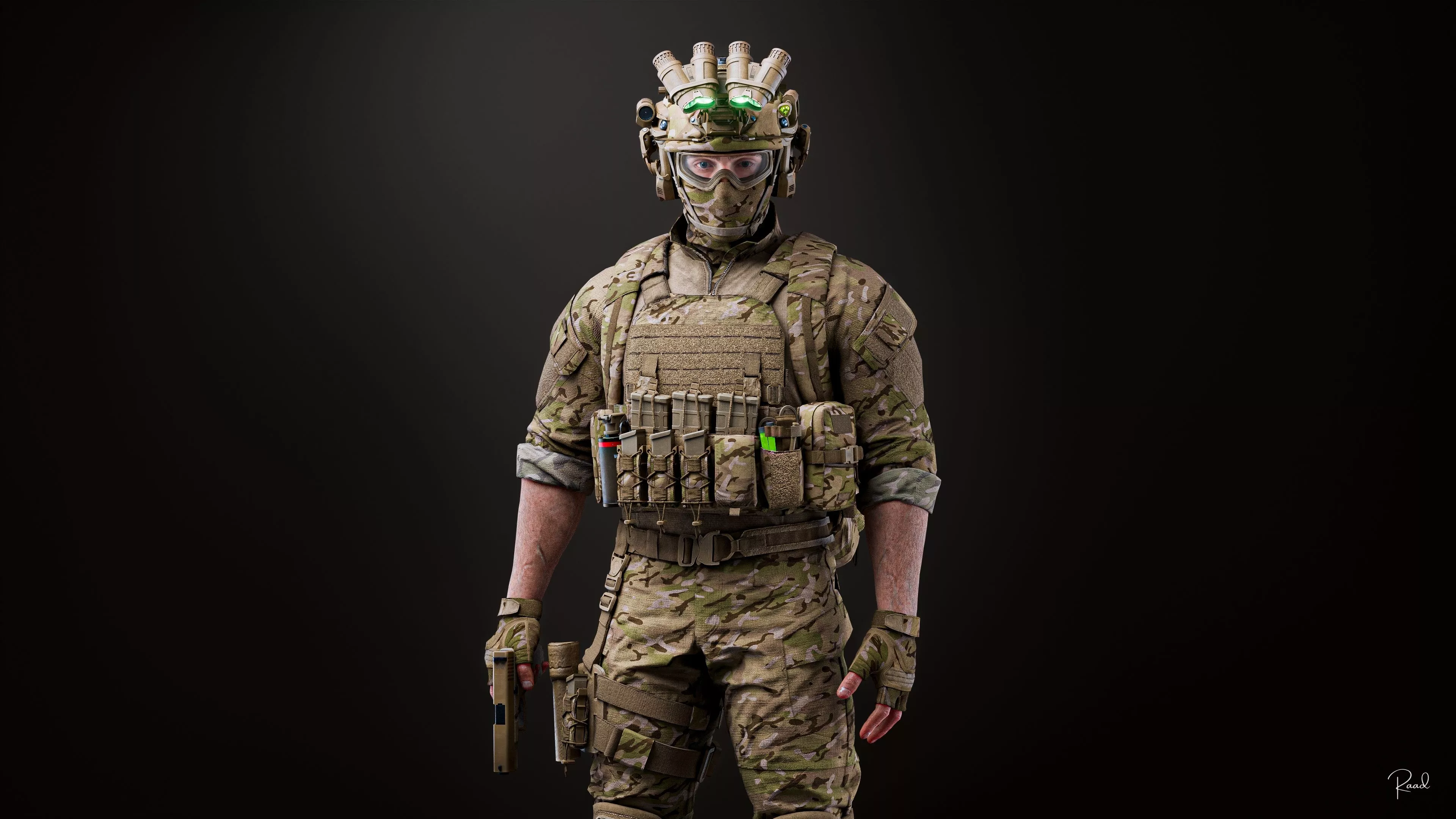 Game-Ready Modular Rigged Soldier Low-poly 3D model