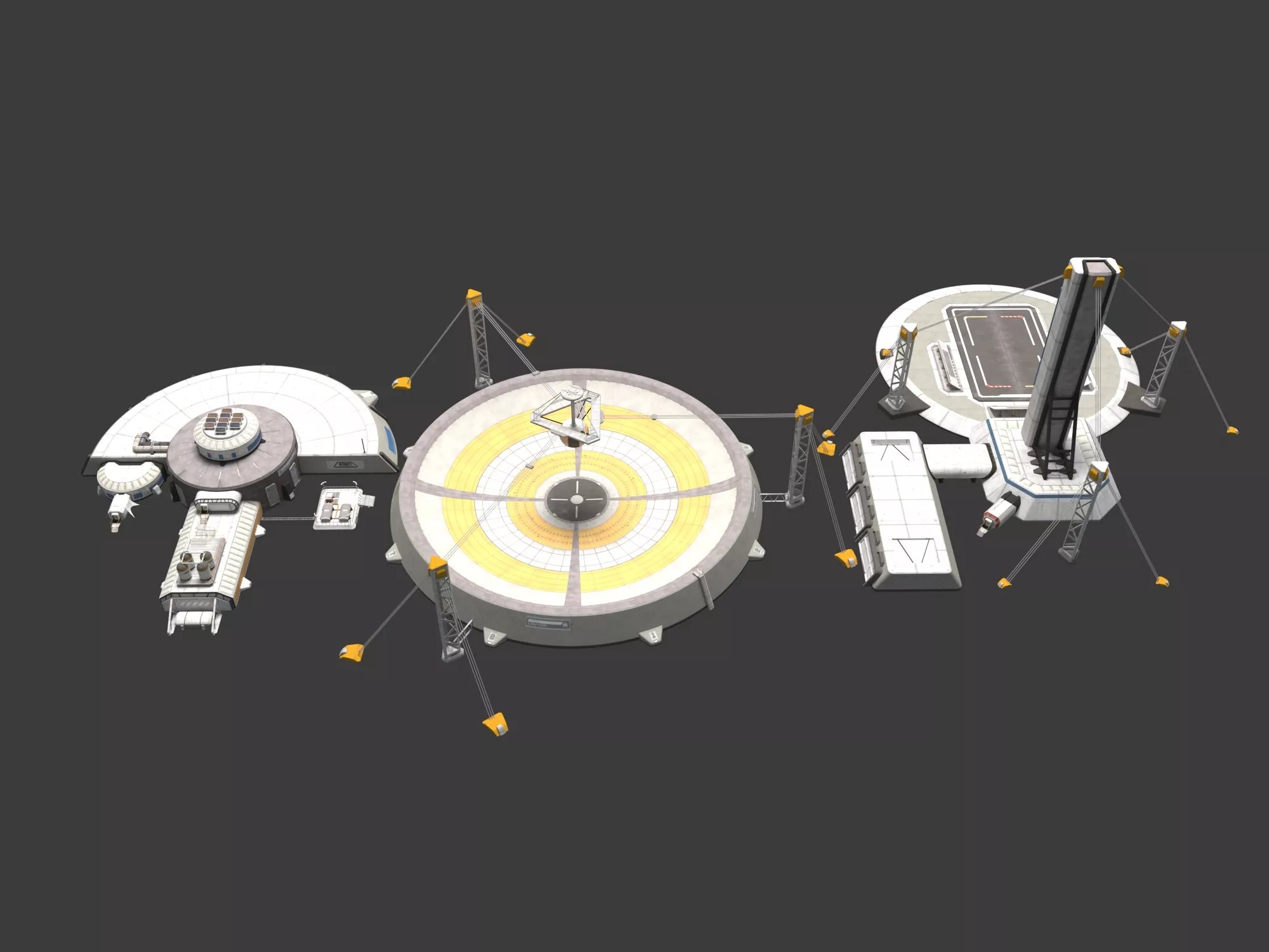 Science fiction space launch base 3D model