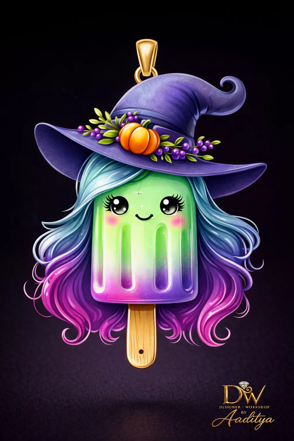 Halloween Witch hat popsicle Pendant 3D print model