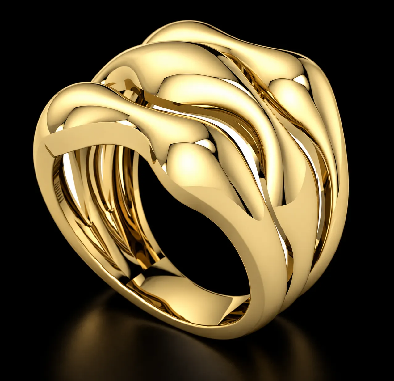 Sea Wave Gold Ring 3D print model