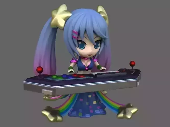 sona 3D print model anime character holding keyboard