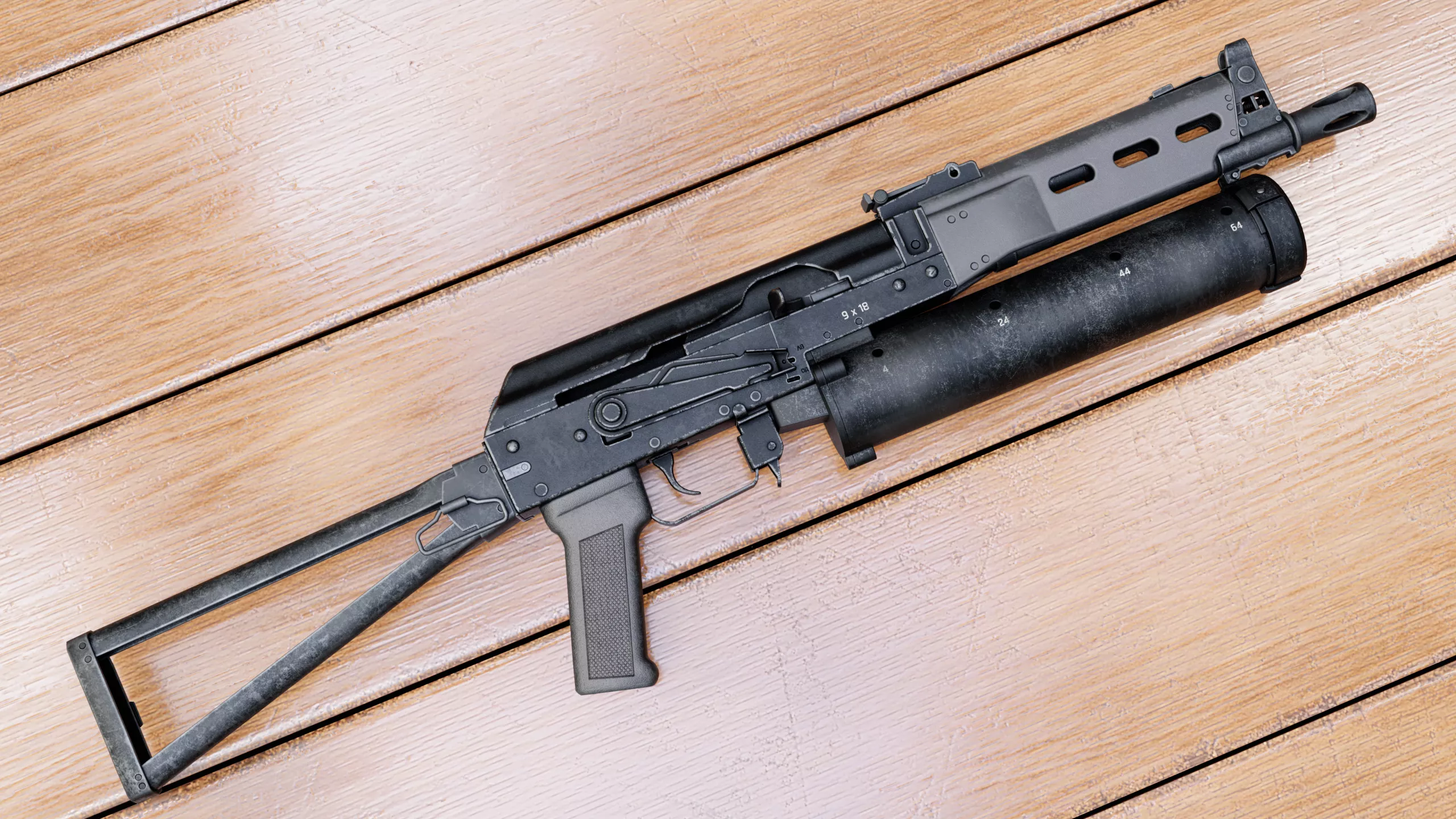 PP-19 Bizon Low-poly 3D model
