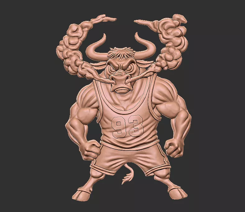 Bull bas relief 3D print model