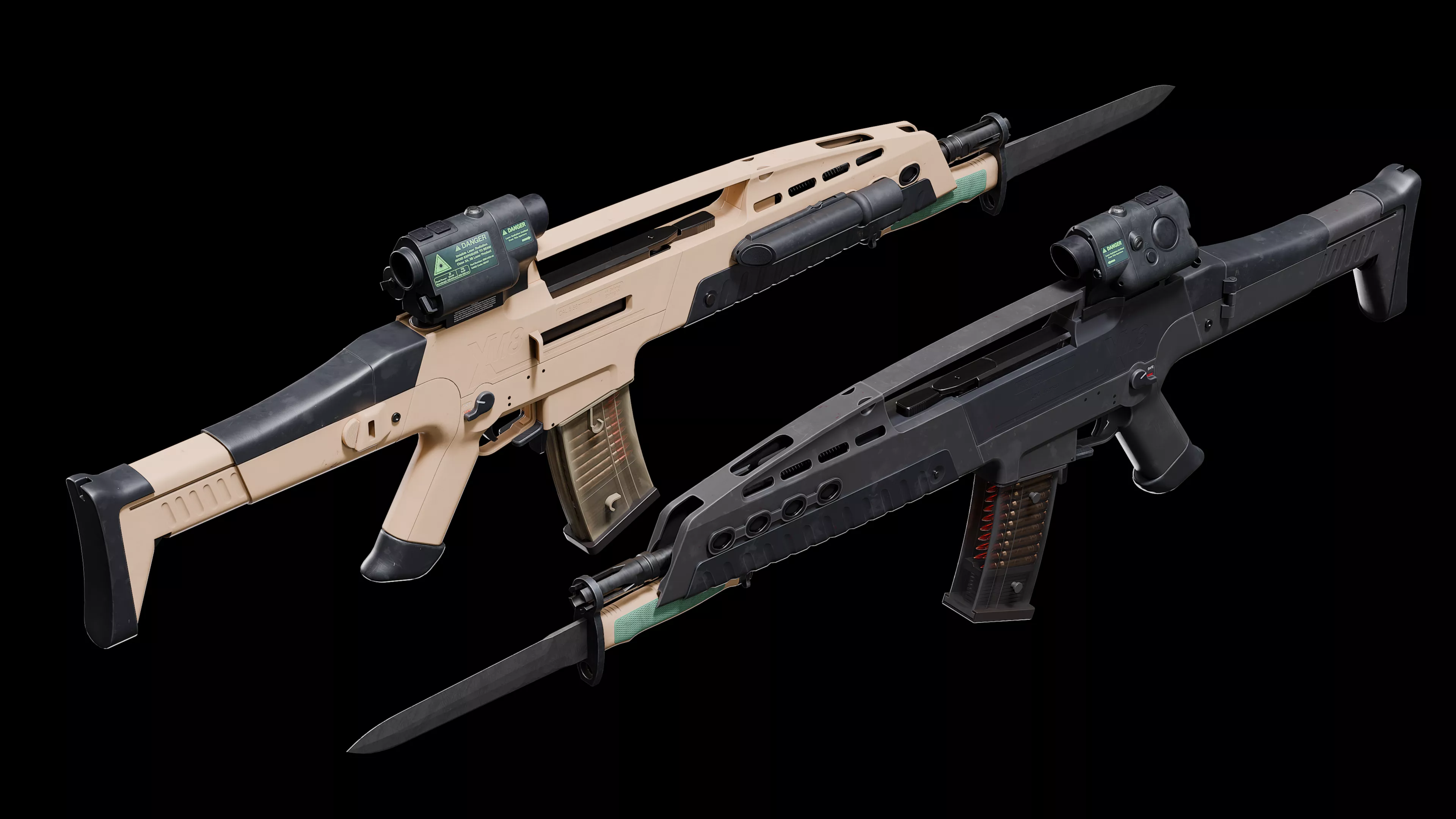 Heckler Koch XM8 modular assault rifle complete pack Low-poly 3D model