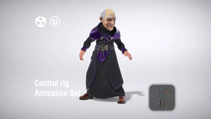 Elderly Wizard with Dark Robes and Mystical Accents