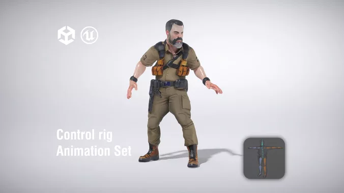 Military soldier in tactical outfit with gear low poly 3d model